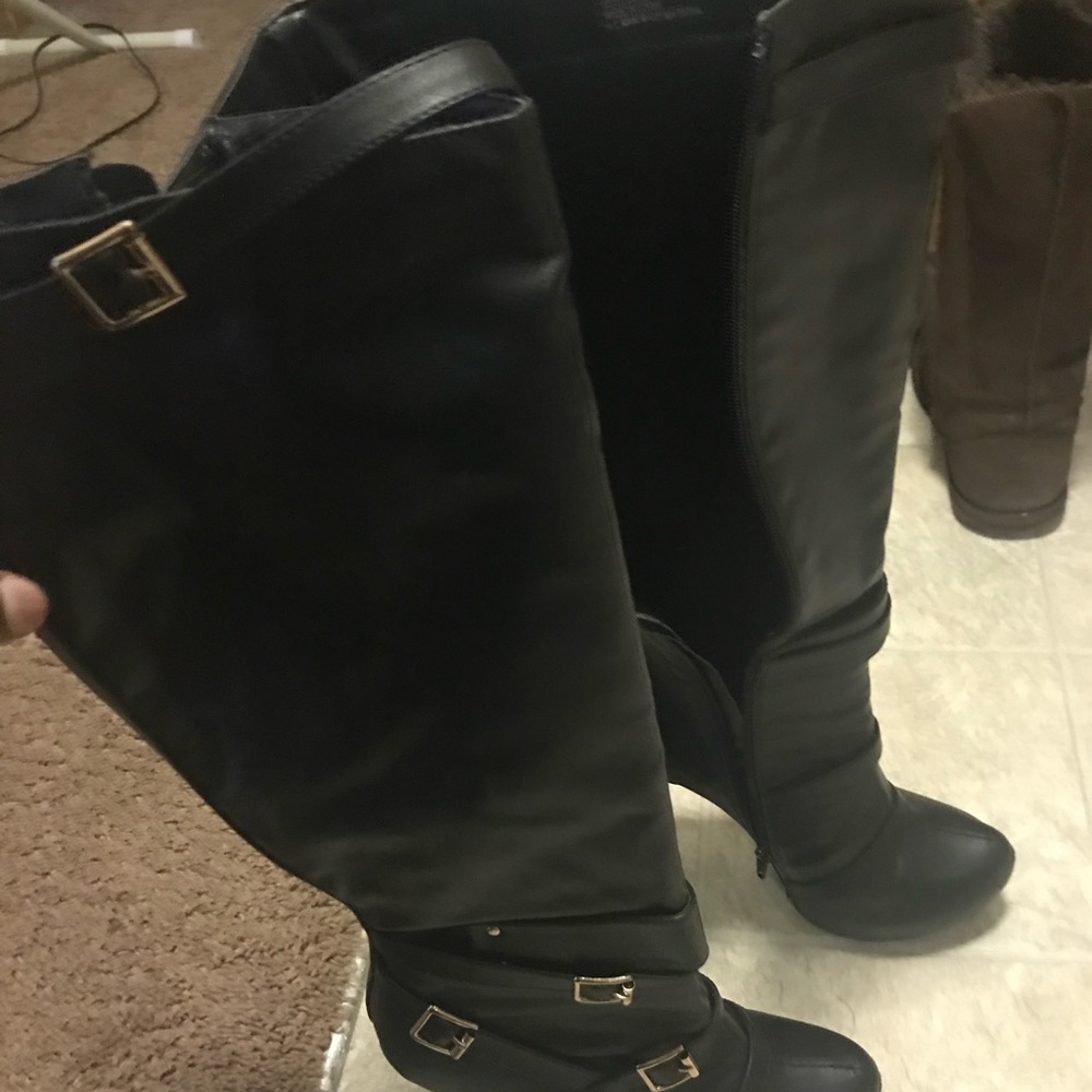 Black leather boots